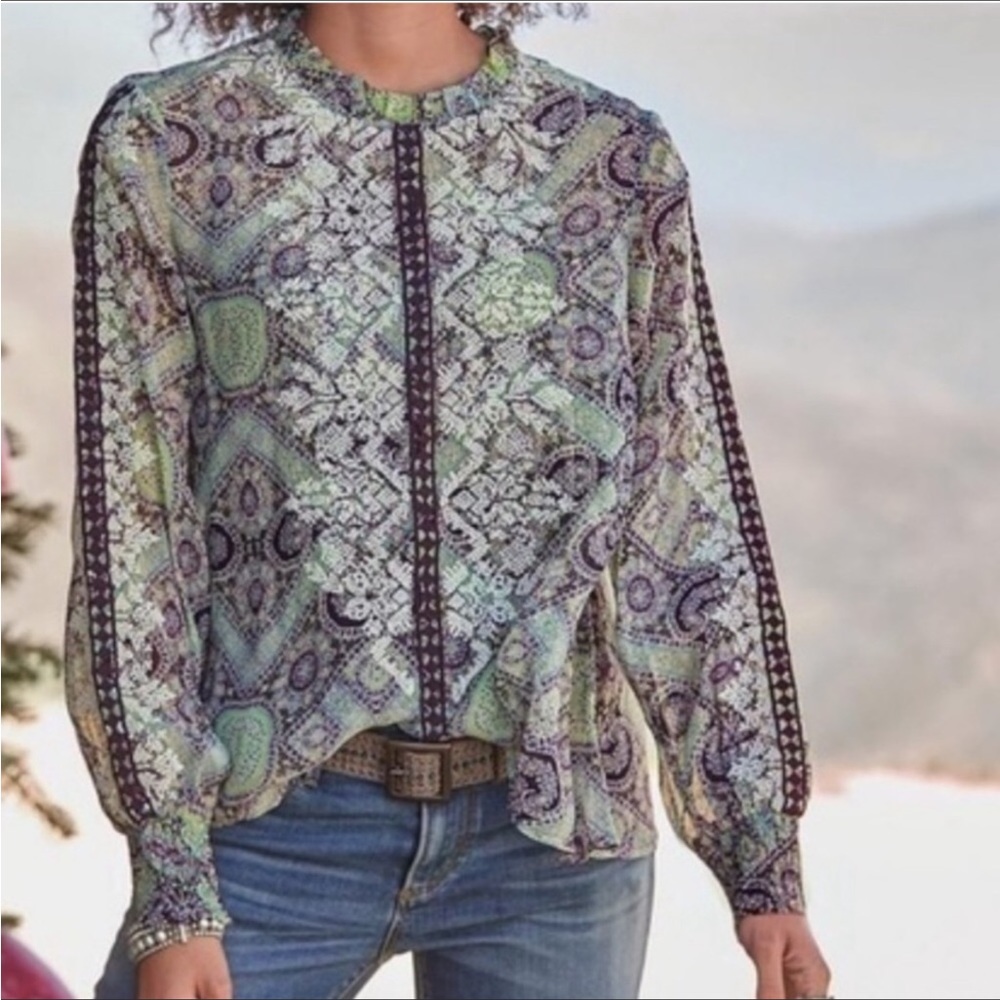 SUNDANCE embroidered Victorian Charms Blouse